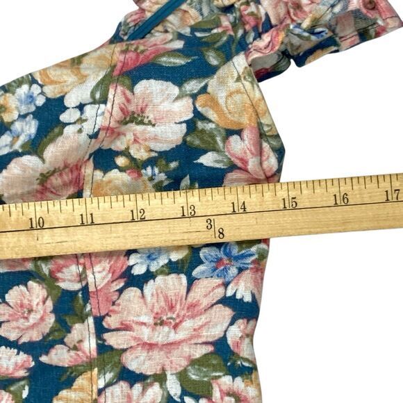 Abercrombie & Fitch Off Shoulder Mini Dress Women S Blue Floral Bohemian Beachy - Picture 11 of 14